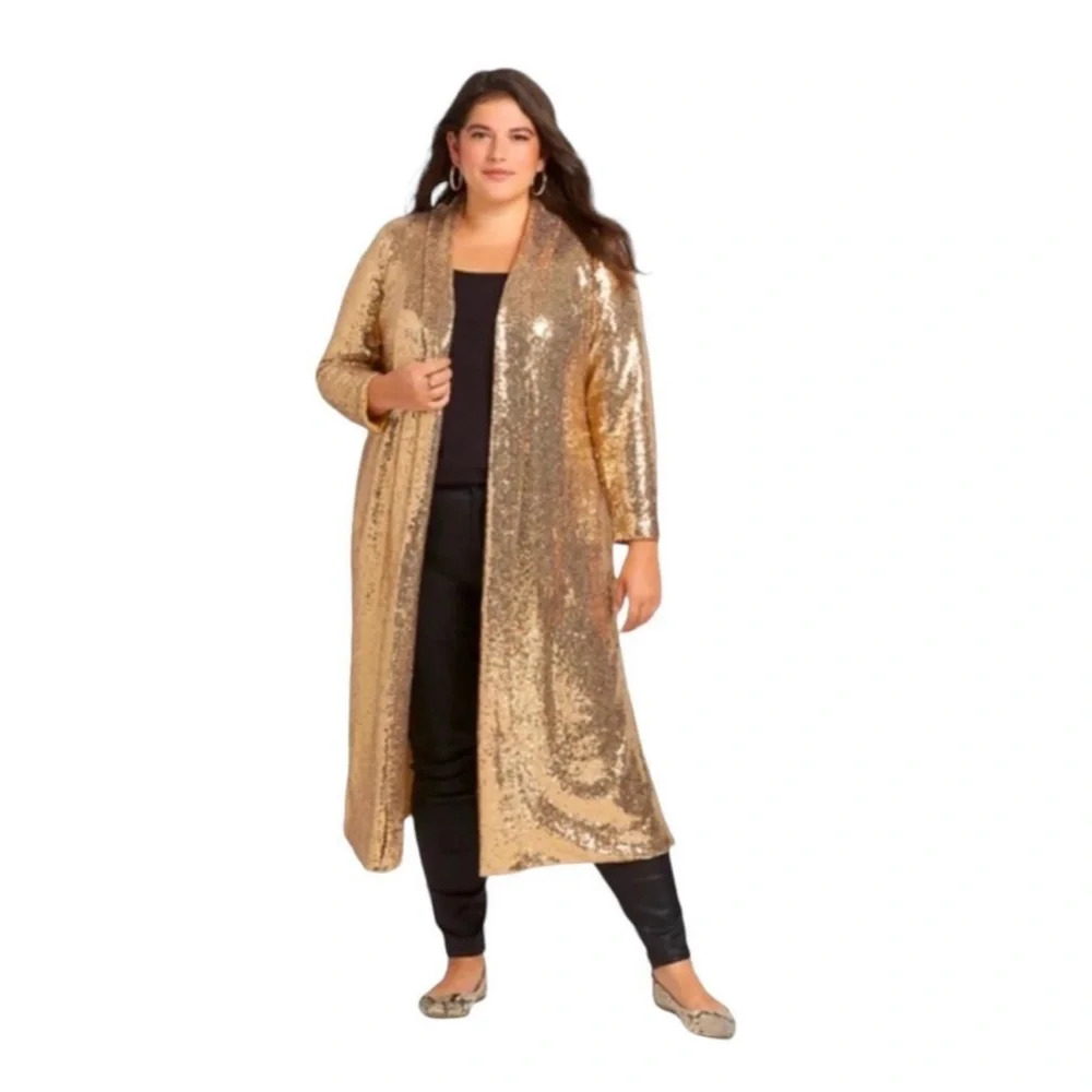 Lane Bryant Gold Sequin Duster - Picture 7 of 12